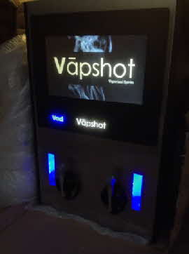 Vapshot Machine. upto 2 different drinks available, with a programmable adverts screen.