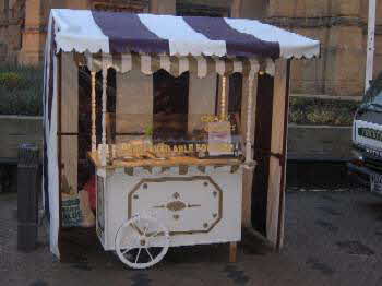 One of our crepe carts complete with external cover for inclement weather