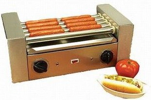 A hot dog roller machine
