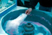 a candy floss machine producing floss