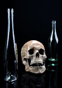 Absinthe bottles with skull