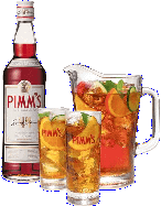Pimms Bottle And Glasses