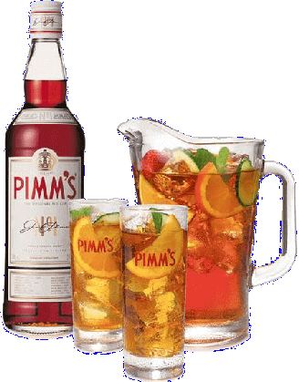 A Bottle Of Pimms With Glasses