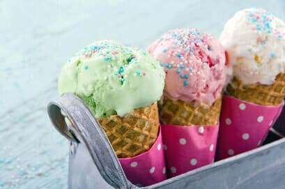 Various Flavours Of Ice Cream Cones