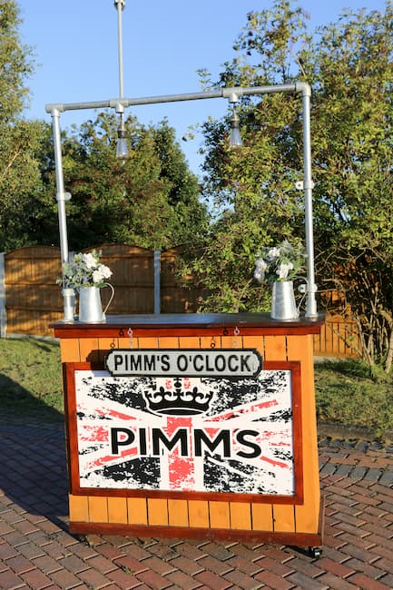 Our little rustic Pimms bar
